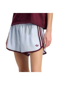 Adidas - Spodenki damskie adidas Originals 3-Stripes Sprinter KE7999 - niebieskie. Stan: podwyższony. Kolor: niebieski. Materiał: elastan, poliester, satyna. Wzór: paski #1