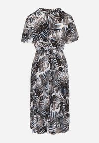 Born2be - Czarna Kopertowa Sukienka z Bawełną o Rozkloszowanym Kroju z Paskiem Aulinea. Okazja: na spacer, na co dzień. Typ kołnierza: dekolt w kształcie V, dekolt kopertowy. Kolor: czarny. Materiał: bawełna. Typ sukienki: kopertowe. Styl: elegancki, casual #5