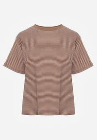 Born2be - Brązowy Klasyczny T-shirt z Bawełny o Prostym Kroju Phemeni. Okazja: na co dzień. Kolor: brązowy. Materiał: bawełna. Styl: klasyczny #5