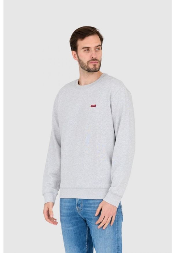 Guess - GUESS Szara męska bluza regular fit, Rozmiar XXL. Kolor: szary. Wzór: aplikacja