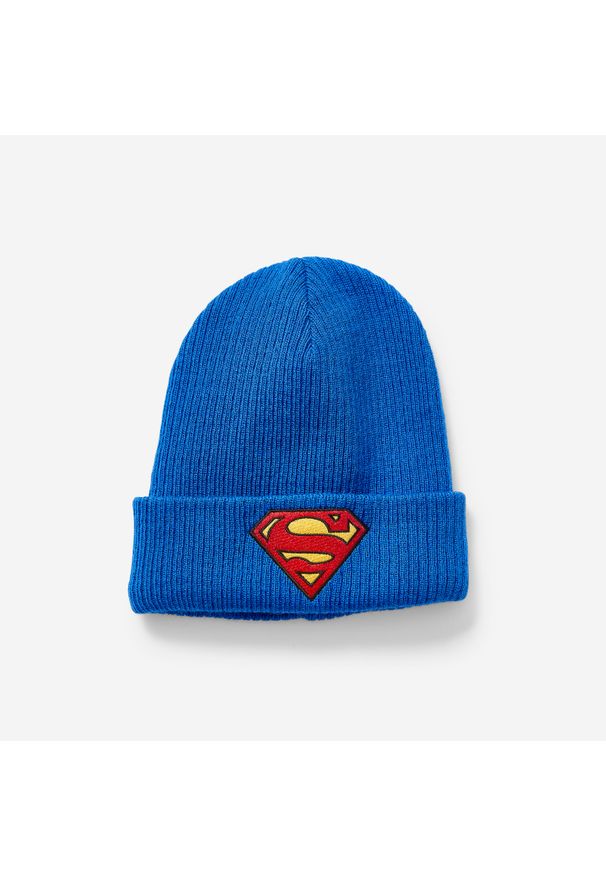 Decathlon - Czapka dziecięca Domyos Superman. Kolor: niebieski. Materiał: akryl, materiał. Wzór: motyw z bajki