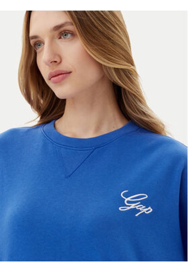 GAP - Gap Bluza 767368-02b Niebieski Oversize. Kolor: niebieski. Materiał: bawełna