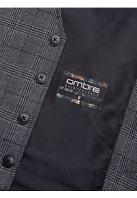 Ombre Clothing - Kamizelka męska garniturowa - grafitowa V3. Kolor: szary. Materiał: elastan, poliester #5