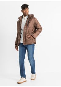 bonprix - Sweter z wysokim kołnierzem zapinanym na zamek z grubej dzianiny, we wzór w warkocze. Typ kołnierza: kołnierzyk stójkowy. Kolor: biały. Materiał: dzianina, skóra #2