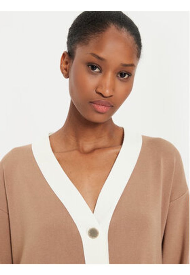 Kontatto Kardigan 3M0258 Brązowy Regular Fit. Kolor: brązowy. Materiał: wiskoza