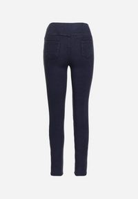 Born2be - Granatowe Spodnie Jeansowe z Wysoką Talią Paper Bag z Guzikami Prilia. Kolor: niebieski. Materiał: jeans #5