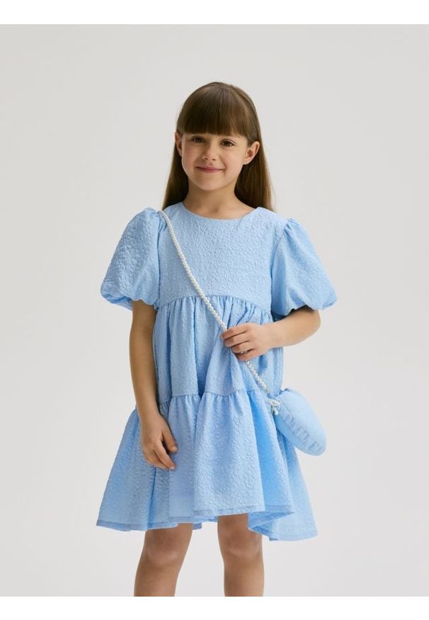 Reserved - Sukienka z torebką - jasnoniebieski. Kolor: niebieski. Materiał: tkanina