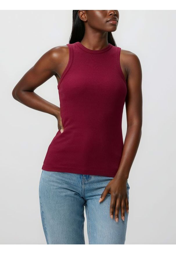 Reserved - Bawełniany top - bordowy. Kolor: czerwony. Materiał: bawełna