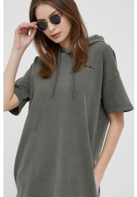 Pepe Jeans sukienka bawełniana kolor zielony mini oversize. Typ kołnierza: kaptur. Kolor: zielony. Materiał: bawełna. Wzór: aplikacja. Typ sukienki: oversize. Długość: mini #2