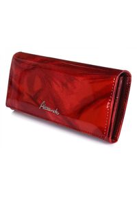 marka niezdefiniowana - Skórzany portfel damski elegancki w piórka czerwony Alessandro Paoli. Kolor: czerwony. Materiał: skóra #1
