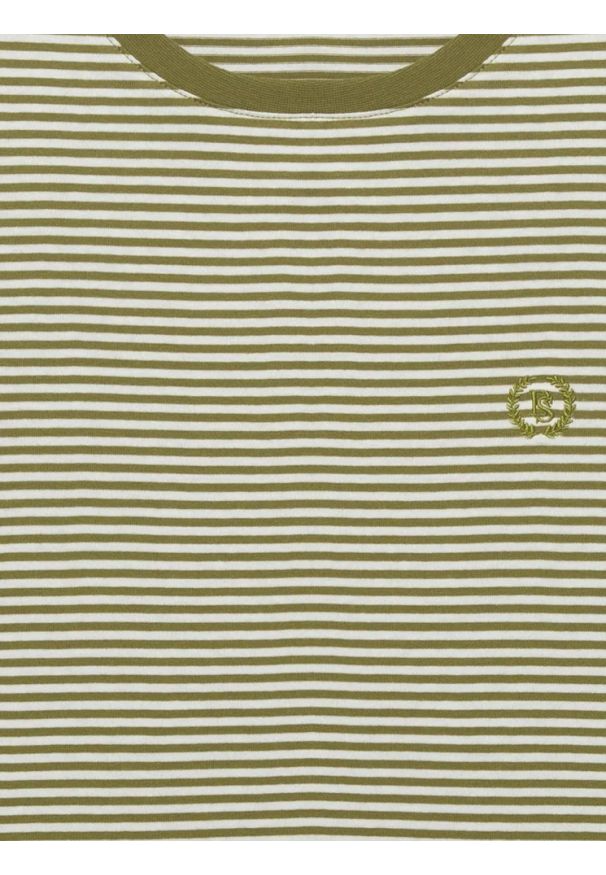 Big-Star - Koszulka damska w paski z haftem khaki Zenaisa 301. Kolor: zielony. Materiał: dzianina. Wzór: haft, paski. Styl: klasyczny