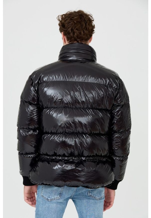 DSQUARED2 Czarna męska kurtka Glossy Puff Kaban, Rozmiar 54. Kolor: czarny