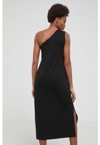 Answear Lab sukienka kolor czarny midi prosta. Okazja: na co dzień. Kolor: czarny. Materiał: dzianina. Typ sukienki: proste. Styl: wakacyjny. Długość: midi #3