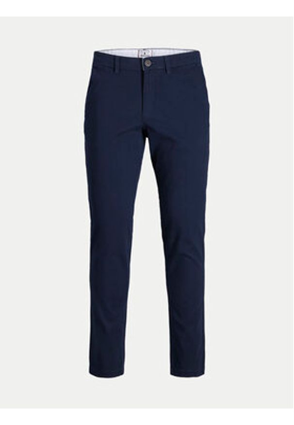 Jack & Jones - Jack&Jones Chinosy Marco 12174309 Granatowy Slim Fit. Kolor: niebieski. Materiał: bawełna