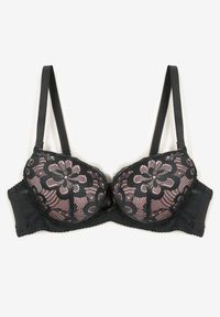 Renee - Ciemnozielony Biustonosz Push Up z Koronkowym Zdobieniem Ravgis. Kolor: zielony. Materiał: koronka. Rodzaj stanika: push-up. Wzór: aplikacja #3