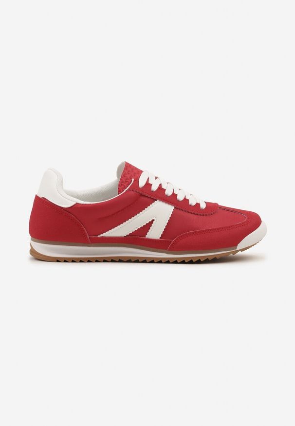 Renee - Czerwone Sneakersy z Geometrycznym Wzorem Zoloti. Okazja: na co dzień. Zapięcie: sznurówki. Kolor: czerwony. Wzór: geometria