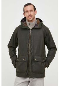 Barbour kurtka bawełniana Short Hooded Bedale Wax kolor zielony przejściowa oversize MWX2207. Kolor: zielony. Materiał: bawełna. Długość rękawa: raglanowy rękaw #2