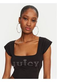 Juicy Couture Bluzka Regal JCBCT224831 Czarny Slim Fit. Kolor: czarny. Materiał: bawełna #5