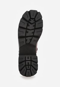 Renee - Bordowe Półbuty na Platformie w Stylu Mary Jane Ozdobione Metaliczną Sprzączką Zinida. Okazja: do pracy. Zapięcie: sprzączka. Kolor: czerwony. Wzór: aplikacja. Obcas: na platformie. Styl: vintage, klasyczny. Wysokość obcasa: średni #4