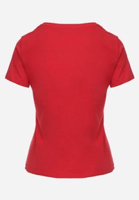 Renee - Czerwony T-shirt z Bawełny z Okrągłym Dekoltem Nedima. Okazja: na co dzień. Kolor: czerwony. Materiał: bawełna. Styl: casual, klasyczny #5