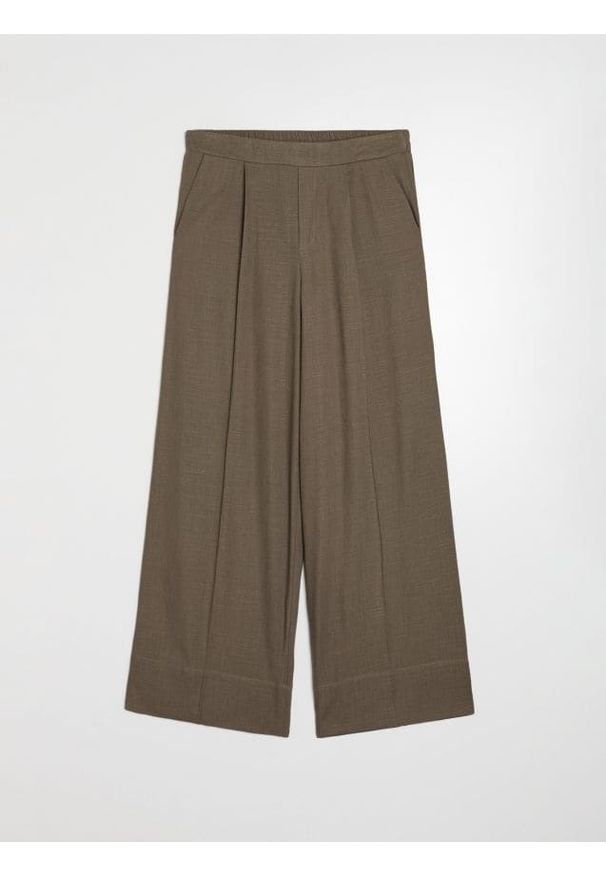 Sinsay - Spodnie wide leg z wiskozą i domieszką lnu - brązowy. Kolor: brązowy. Materiał: wiskoza, len
