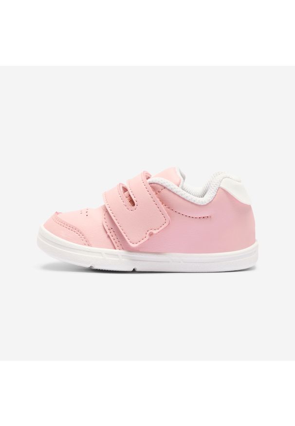 Decathlon - Buty dla dzieci Domyos 100 I Learn. Kolor: biały, różowy, wielokolorowy. Materiał: materiał. Sport: turystyka piesza