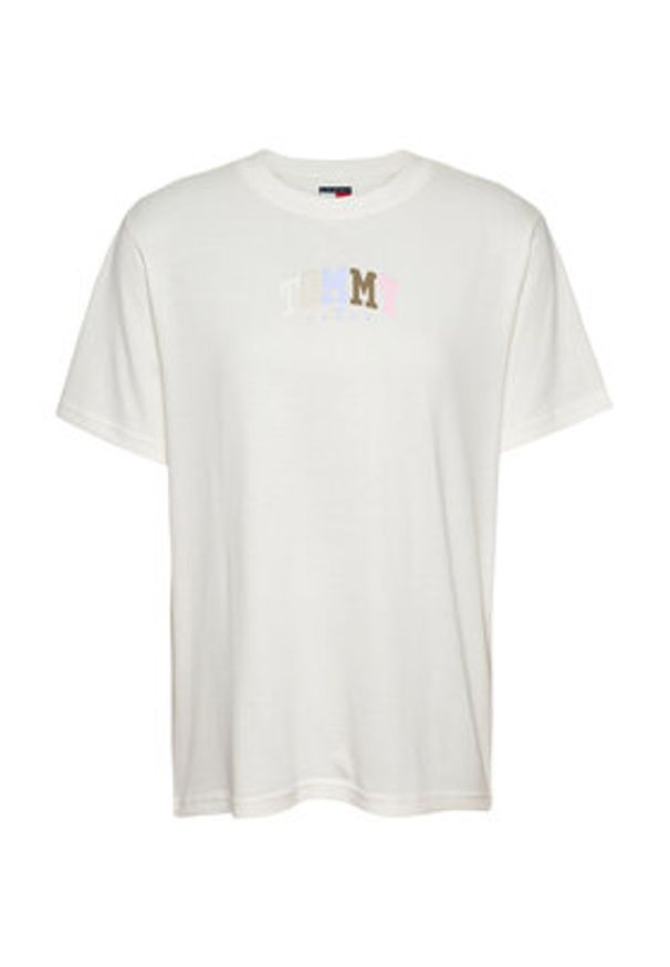 Tommy Jeans T-Shirt Color Varsity DW0DW21337 Écru Relaxed Fit. Materiał: bawełna