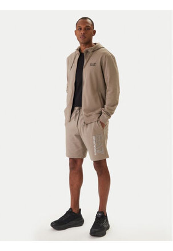 EA7 Emporio Armani Bluza 8NPM33 PJVRZ Beżowy Regular Fit. Kolor: beżowy. Materiał: bawełna