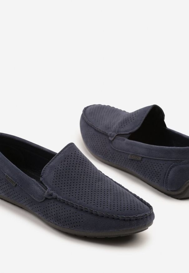 Born2be - Granatowe Półbuty Mokasyny z Wkładką ze Skóry Naturalnej Lensa. Okazja: na co dzień, do pracy. Kolor: niebieski. Materiał: skóra. Styl: casual