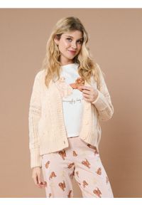 Sinsay - Ażurowy sweter - kremowy. Kolor: kremowy. Wzór: ażurowy #1