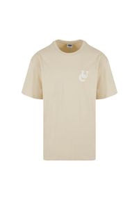 Urban Classics - Męska Koszulka Wavy Logo Heavyweight Oversized T-shirt. Kolor: beżowy