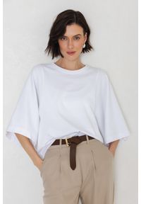 T-SHIRT LUNA BIAŁY XS - Flawless. Kolor: biały. Materiał: bawełna. Długość: krótkie. Sezon: lato. Styl: klasyczny