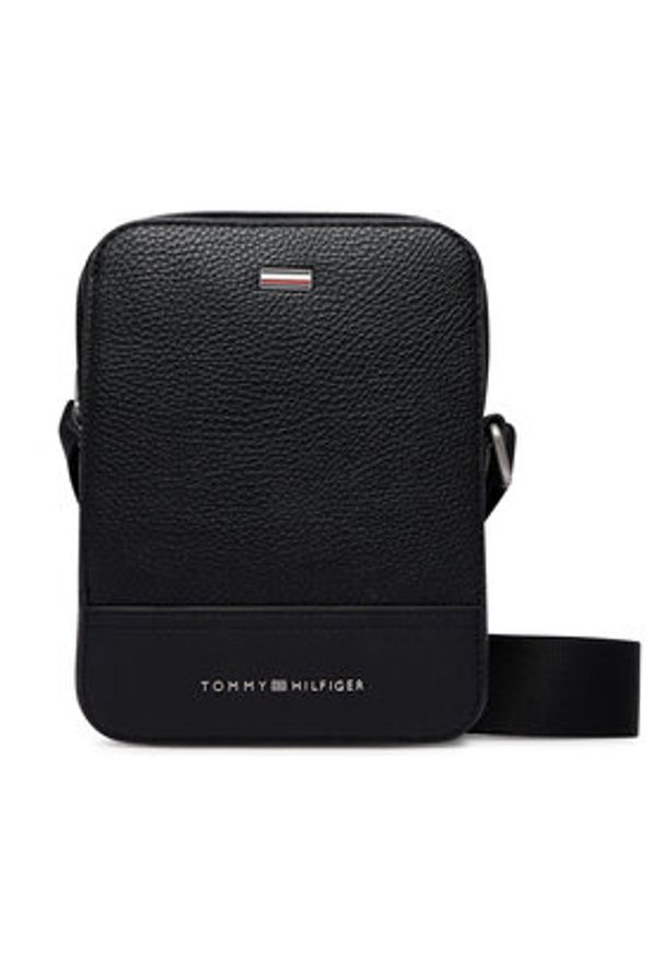 TOMMY HILFIGER - Tommy Hilfiger Saszetka Th Central Mini Reporter AM0AM14433 Czarny. Kolor: czarny. Materiał: skóra
