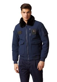 Aeronautica Militare - AERONAUTICA MILITARE Granatowa męska kurtka Iconic Pilot, Rozmiar 52. Kolor: niebieski. Materiał: poliamid