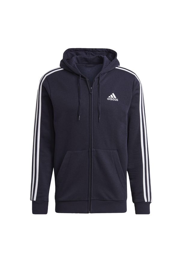 Adidas - Bluza męska adidas Essentials Full-Zip Hoodie. Typ kołnierza: kaptur. Kolor: niebieski. Materiał: bawełna, materiał