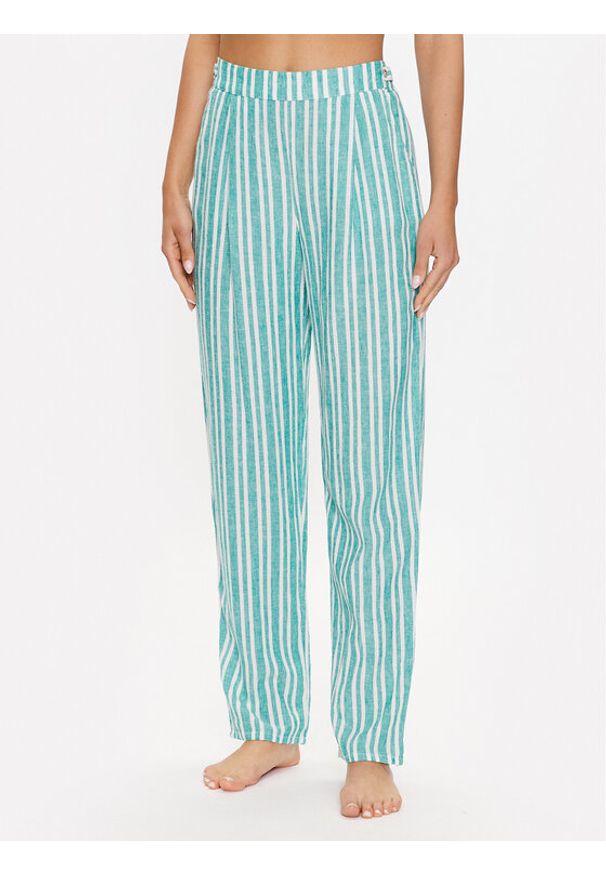 Etam Spodnie piżamowe 6539394 Zielony Regular Fit. Kolor: zielony. Materiał: len
