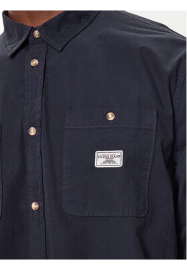 Guess Jeans Koszula M4YH37 WGCF1 Granatowy Regular Fit. Kolor: niebieski. Materiał: bawełna