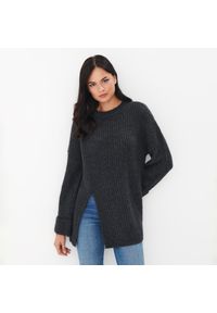 Mohito - Długi sweter z rozcięciem - Szary. Kolor: szary. Długość: długie #1
