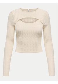 only - ONLY Sweter Meddi 15339582 Beżowy Cropped Fit. Kolor: beżowy. Materiał: wiskoza #3