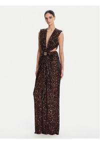 Elisabetta Franchi Sukienka wieczorowa ABR4852E2 644 Brązowy Regular Fit. Kolor: brązowy. Materiał: syntetyk. Styl: wizytowy