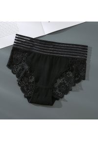 Intica - Majtki bezszwowe z szerokim pasem i koronką Dobrita. Kolor: czarny. Materiał: koronka. Wzór: koronka