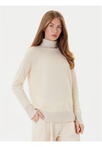 TwinSet - TWINSET Golf 252TP3582 Beżowy Loose Fit. Typ kołnierza: golf. Kolor: beżowy. Materiał: wełna
