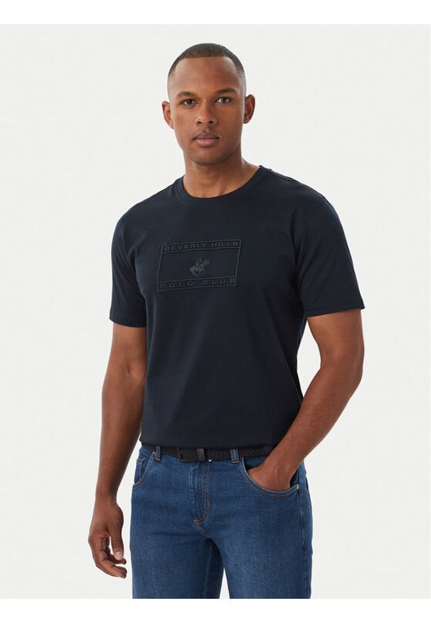 Beverly Hills Polo Club T-Shirt P-FW26M-TS1536 Granatowy Regular Fit. Typ kołnierza: polo. Kolor: niebieski. Materiał: bawełna