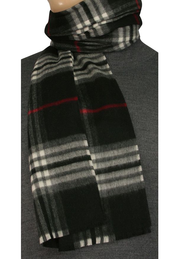 V. Fraas - Szalik Czarno-Biały Miękki, w Kratkę Burberry, Firmy V.Fraas -Cashmink- Elegancki, Męski. Kolor: biały, wielokolorowy, czarny. Materiał: poliakryl, akryl, wełna, tkanina, materiał, syntetyk. Wzór: kratka. Sezon: lato. Styl: elegancki
