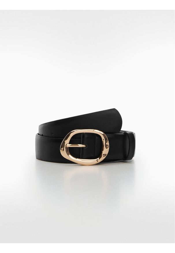 mango - Pasek Damski Mango. Kolor: czarny. Materiał: skóra