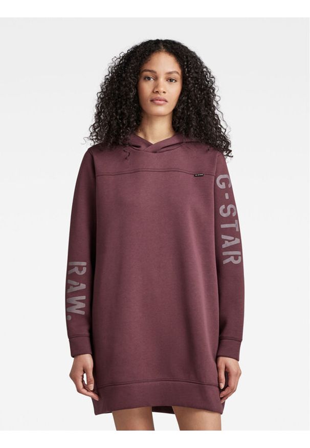 G-Star RAW - G-Star Raw Sukienka dzianinowa D22277-A971-D303 Bordowy Relaxed Fit. Kolor: czerwony. Materiał: dzianina, syntetyk, bawełna