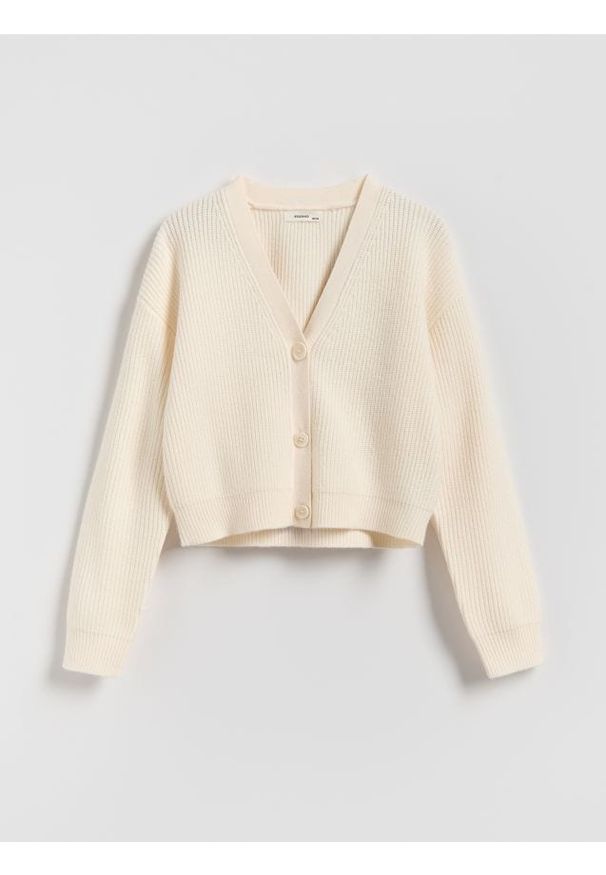 Reserved - Kardigan z dodatkiem wiskozy - złamana biel. Materiał: wiskoza