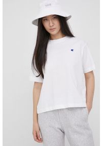 Champion T-shirt bawełniany 114129 kolor biały. Kolor: biały. Materiał: bawełna. Wzór: aplikacja #4