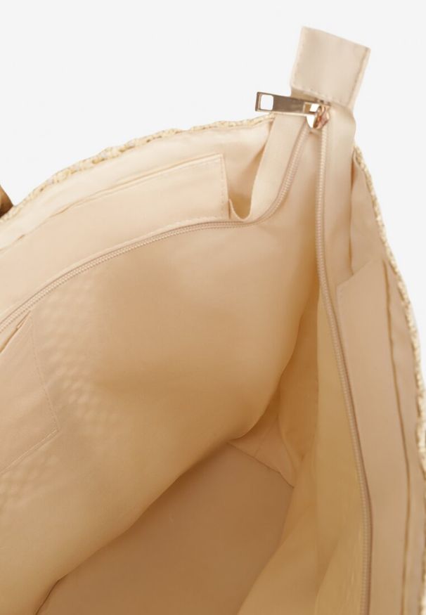 Renee - Beżowa Torebka Typu Shopper z Plecionki Reviane. Kolor: beżowy. Styl: biznesowy