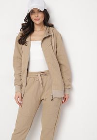 Born2be - Ciemnobeżowy Komplet Dresowy Bluza z Kapturem i Joggery Rerialda. Kolor: beżowy. Materiał: dresówka #6